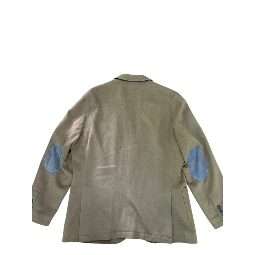 Cremieux Blazer‎ Men L Tan Wool Sports Coat Elbow Patches 48R Preppy heritage